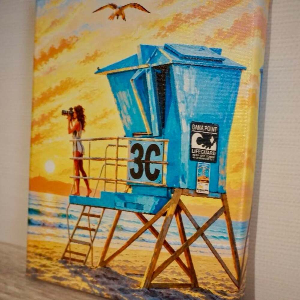 8 X 10 Coastal Lifeguard Tower Canvas E 1 Cf